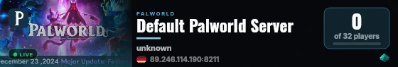 Default Palworld Server live status badge