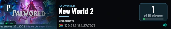 New World 2 live status badge