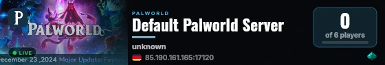 Default Palworld Server live status badge