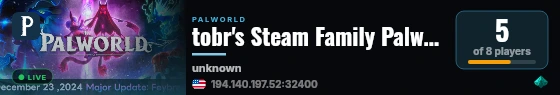 tobr's Steam Family Palworld Server live status badge