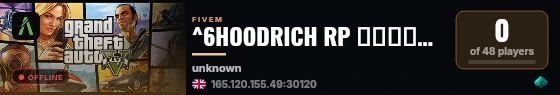 ^6HOODRICH RP ──────↭🡺 JOIN NOW!! 🡸↭────── live status badge