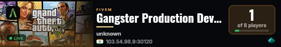 Gangster Production Dev Server || Qbox Framework live status badge