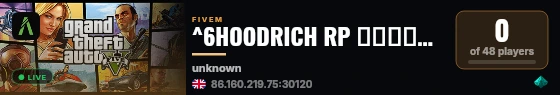 ^6HOODRICH RP ──────↭🡺 JOIN NOW!! 🡸↭────── live status badge