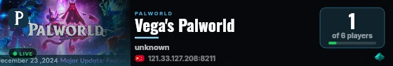 Vega's Palworld live status badge