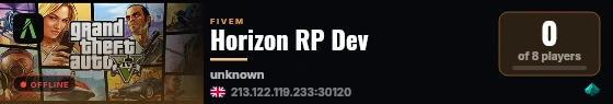 Horizon RP Dev live status badge