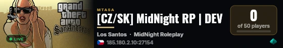 [CZ/SK] MidNight RP | DEV live status badge