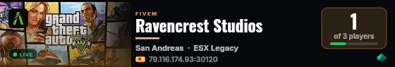 Ravencrest Studios live status badge
