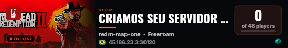 CRIAMOS SEU SERVIDOR REDM live status badge
