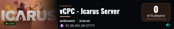 vCPC - Icarus Server live status badge