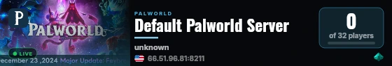 Default Palworld Server live status badge
