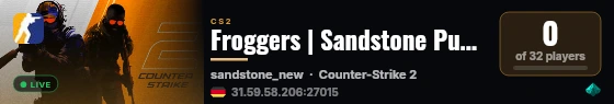Froggers | Sandstone Public live status badge