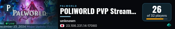 POLIWORLD PVP Streamers Server #19252 live status badge