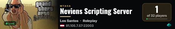 Neviens Scripting Server live status badge