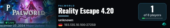 Reality Escape 4.20 live status badge