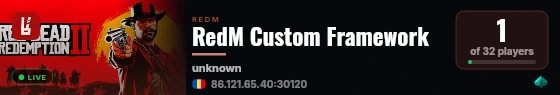RedM Custom Framework live status badge