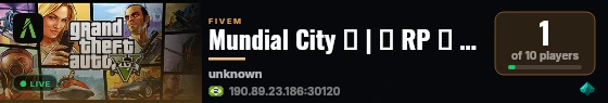 Mundial City 🐐 | 👹 RP 👹 | 🎮 https://discord.gg/RcrqMdxAKY live status badge