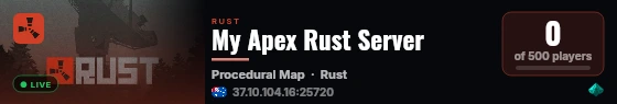 My Apex Rust Server live status badge
