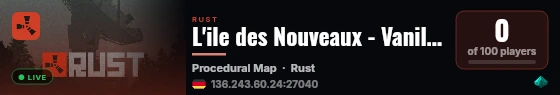 L'ile des Nouveaux - Vanilla - 100 joueurs live status badge