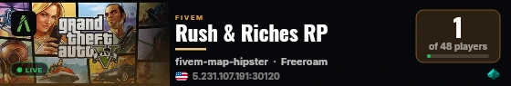 Rush & Riches RP live status badge