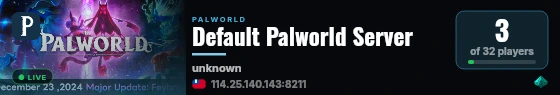Default Palworld Server live status badge