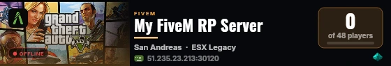 My FiveM RP Server live status badge