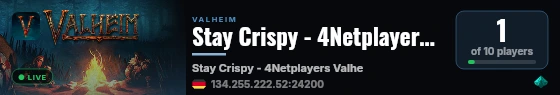 Stay Crispy - 4Netplayers Valheim Server live status badge
