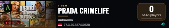 PRADA CRIMELIFE live status badge