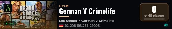 German V Crimelife live status badge