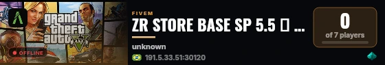 ZR STORE BASE SP 5.5 🛒 | ^3SEM WL | ^4☠FAVELAS | ^8🌈LGBTQ+ | ^https://discord.gg/zrstore 💎 live status badge