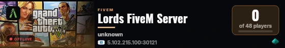 Lords FiveM Server live status badge