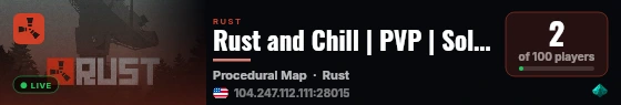 Rust and Chill | PVP | Solo/Duo/Trio/Quad | TP | Skinner live status badge