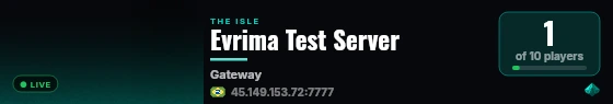 Evrima Test Server live status badge