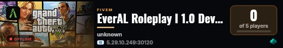 EverAL Roleplay I 1.0 Dev Test #0.1 live status badge