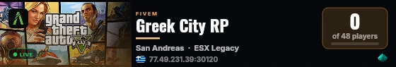 Greek City RP live status badge
