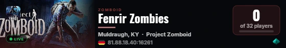 Fenrir Zombies live status badge