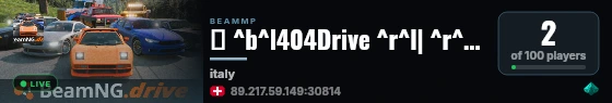 🛑 ^b^l404Drive ^r^l| ^r^4Freeroam ^r^l| ^r^2Italy ^r^l| ^rDeliverys, Busjob, Races & more ^r^l| ^5Beamjoy live status badge
