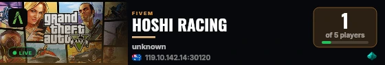 HOSHI RACING live status badge