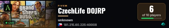 CzechLife DOJRP live status badge