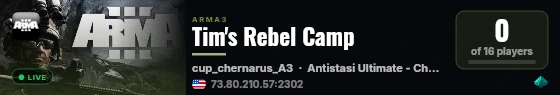 Tim's Rebel Camp live status badge
