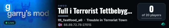 Tull i Terrorist Tettbebyggelsen live status badge