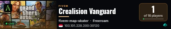 Crealision Vanguard live status badge