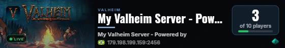 My Valheim Server - Powered by AMP live status badge