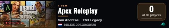 Apex Roleplay live status badge