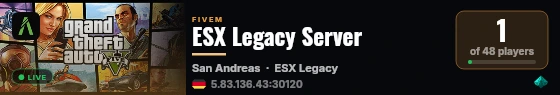 ESX Legacy Server live status badge