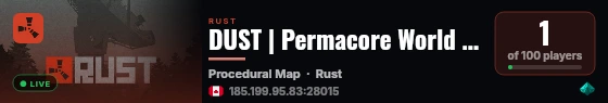 DUST | Permacore World [beta test] live status badge