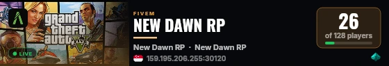NEW DAWN RP live status badge