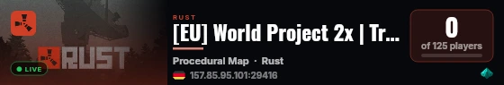 A Shockbyte x Discord Production Rust Server live status badge