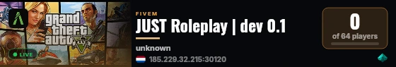 Just Roleplay (in development) live status badge
