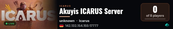 Akuyis ICARUS Server live status badge