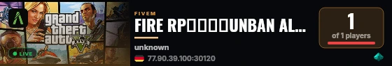 FIRE RP▬▬↭🡺UNBAN ALL TOTALE🡸↭▬▬ live status badge